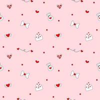 Vector - Abstract seamless pattern of cute hearts on pink background. Valentine's, Love concept. Can be use for print, paper, wrapping, fabric.
