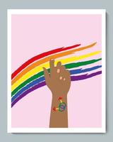 Black Hand with Rainbow Background, Gender LGBT Symbol vector