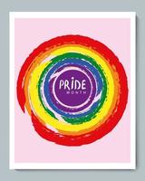 Rainbow LGBT Circle Pink Background with Inscription Pride Month vector