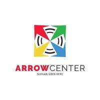 Arrow Center Icon Vector Logo Template Illustration Design