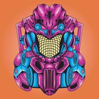 Mecha head robot with cyberpunk style vector