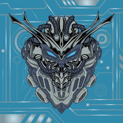 Mecha robot warrior head character
