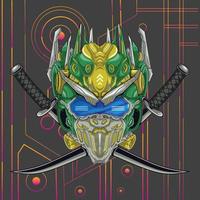 Battle robot warrior with sword illustration vector