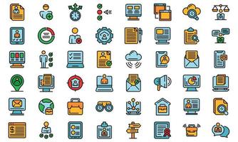 Online job search icons set vector flat