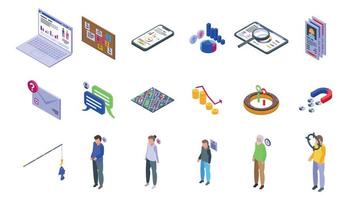 Target audience icons set, isometric style vector
