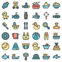 juguetes de baño iconos conjunto vector plano