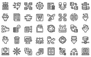 Content filter icons set, outline style vector