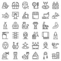 Self-care icons set, outline style vector