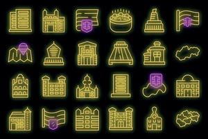 Slovakia icons set outline vector. City country vector neon