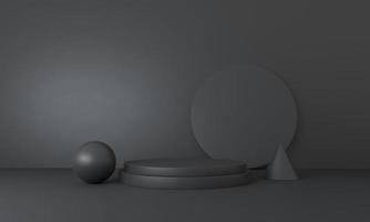 Mock up scene geometry shape podium for product display. Abstract black background. photo