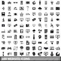 100 website icons set, simple style vector