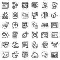 Interaction icons set, outline style vector