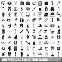 100 iconos de exposición médica establecidos, estilo simple vector
