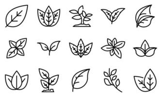 Basil icons set, outline style vector