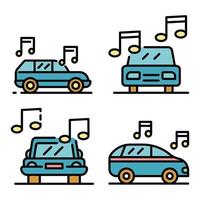 conjunto de iconos de audio de coche vector plano