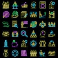 conjunto de iconos de gobierno corporativo neón vectorial vector