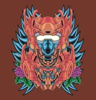 mecha mask samurai geisha illustration vector