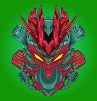 future cyborg warrior head illustration vector