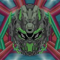 cabeza mecha cyberpunk guerrero robot ilustración vector