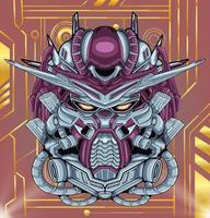 Main FilesMecha monster robot head detail illustration in the background vector