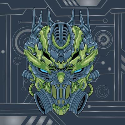 Robot head mascot logo design bot illustration