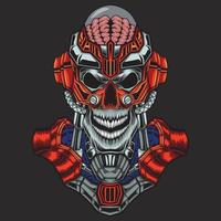 Cyber robot skull head character illustration vector