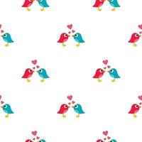 Blue and pink birds with hearts pattern seamless vector