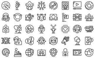 Influencer icons set outline vector. Video subscribe vector