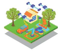 3D House concept banner, isometric style vector