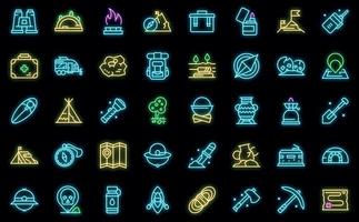 Expedition icon set neon vector