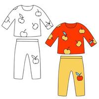 Children's clothes. Long-sleeve t-shirt and trousers vector