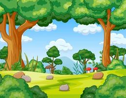 Nature landscape scene background with many trees vector