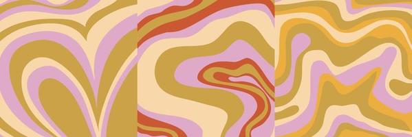 Groovy poster y2k retro background swirl set for print design. Spiral vector illustration. Psychedelic print. Vintage background. Cover, poster, wallpaper. 60s, 70s, hippie.