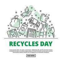 Recycles day concept background, outline style vector