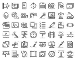 Editor icons set, outline style vector