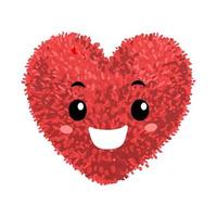 Vector Colorful Illustration of Soft Toy in the Shape of a Heart with cute face isolated on white background