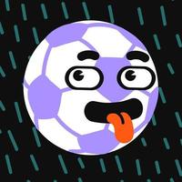 Vector Colorful Illustration of soccer ball with smily cute face on abstract background