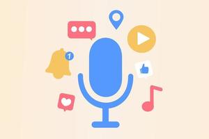 Podcast content concept. Streaming, online show, blogging, media marketing, podcasting app, radio advertising, broadcasting station, digital recording. Flat vector illustration for poster, web banner.