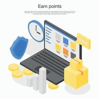 Earn points concept banner, isometric style vector