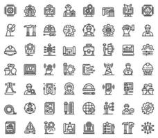 Communications engineer icons set, outline style vector