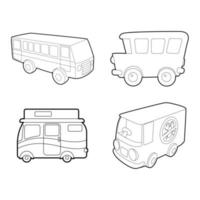 conjunto de iconos de autobús, estilo de esquema vector