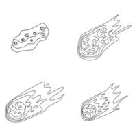 Meteorite icons set vector outine