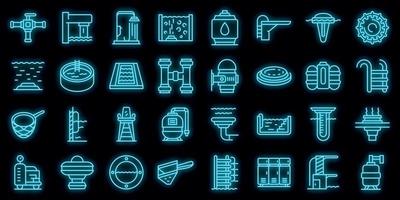 Equipment for pool icons set vector neon