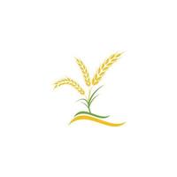 yellow wheat design logo with green leaves vector