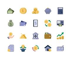 Set of financial icons, flat icon style, vector illustration