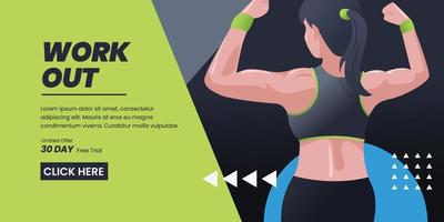 Fitness gym training banner for website, vector illustration