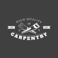 Carpentry label isolated on black background vector