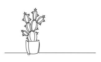 Continuous one line drawing of a flower in a pot vector