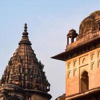 Morning View of Royal Cenotaphs Chhatris of Orchha, Madhya Pradesh, India, Orchha the lost city of India, Indian archaeological sites photo