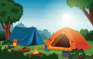 Holiday Camp Tent Outdoor Adventure Beautiful Nature Landscape vector